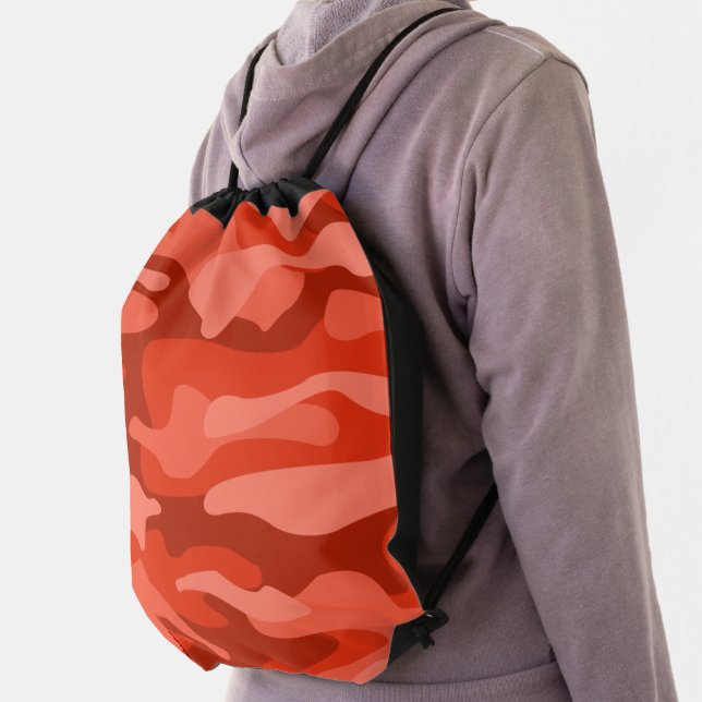 Orange Soda Monocolor Camo Drawstring Bag (Insitu)