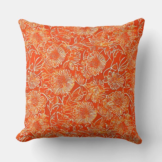 Orange soft flowers throw pillow (Front)