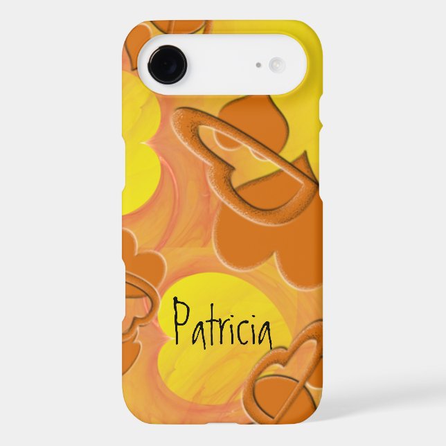 Orange Solid and Hollow Hearts Over Yellow Case-Mate iPhone Case (Back)