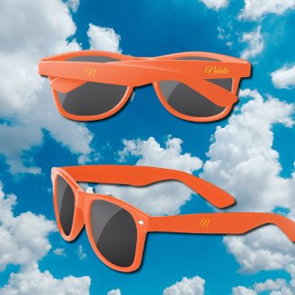 Orange  solid color monogrammed