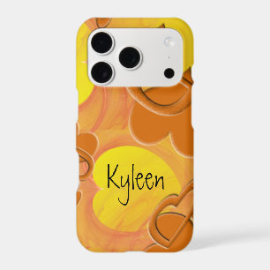 Orange Solid Hollow Shadow Hearts Custom iPhone 17 Pro Case