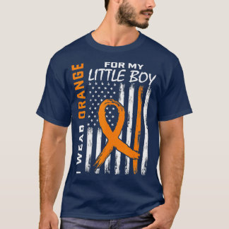 Orange Son Little Boy Leukemia Awareness Flag Mom  T-Shirt
