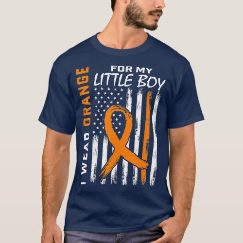 Orange Son Little Boy Leukemia Awareness Flag Mom  T_Shirt