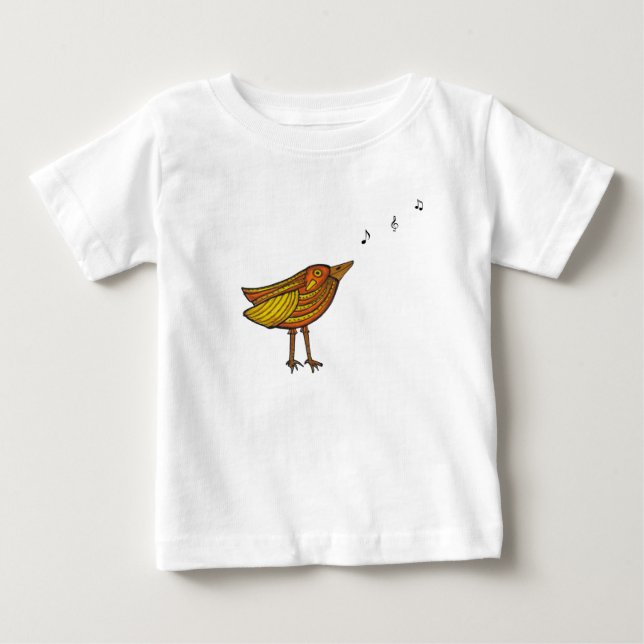 Orange Song Bird & Birdhouse Baby/Toddler T-Shirt (Front)