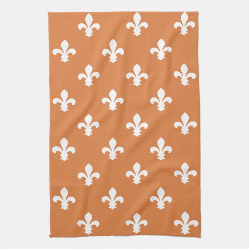 Orange Southern Cottage Fleur de Lys Kitchen Towel