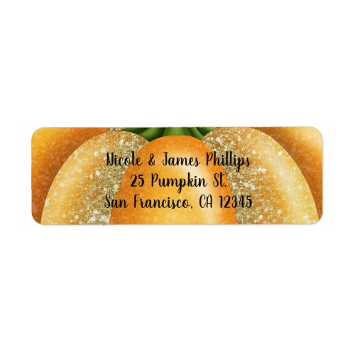 Orange Sparkle Pumpkin Halloween Birthday Party Label