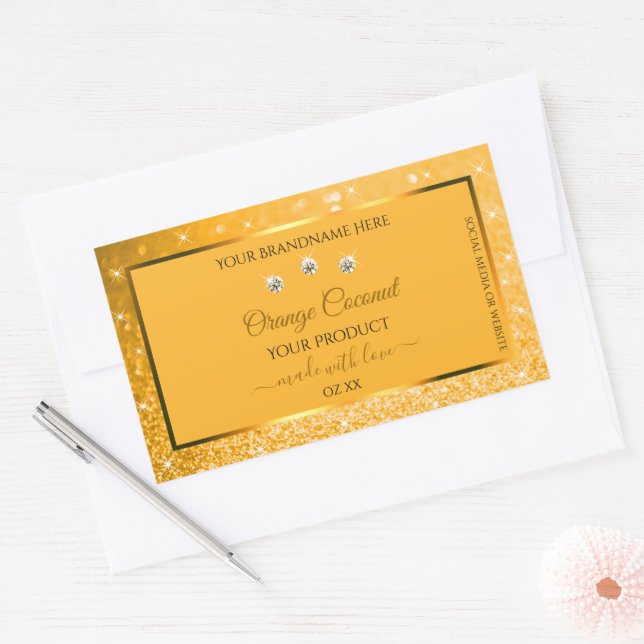 Orange Sparkling Glitter Product Labels Diamonds (Envelope)