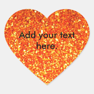 Orange sparkly glitter customizable heart sticker