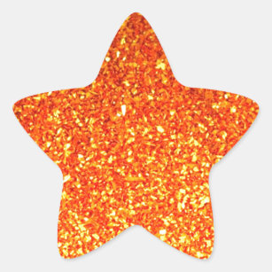 Orange sparkly glitter star sticker