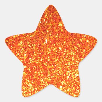 Orange Sparkly Glitter Star Sticker by ArtisticAttitude at Zazzle