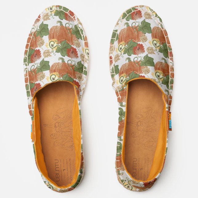 Orange Sparkly Pumpkins and Vines Fall Afridrilles (Front)