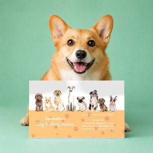 Orange Special Needs Dog Care Watercolor Business Card