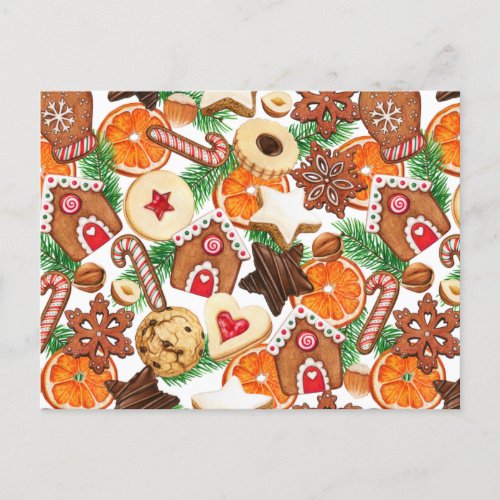 Orange Spice Christmas Cookies and Candy Postcard