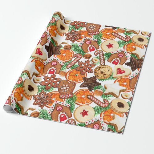 Orange Spice Christmas Cookies and Candy Wrapping Paper