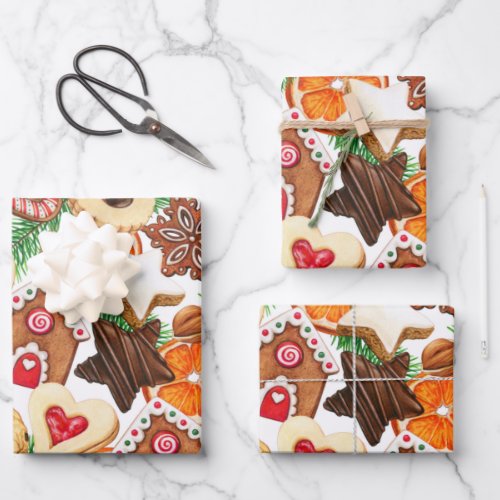 Orange Spice Christmas Cookies and Candy Wrapping Paper Sheets