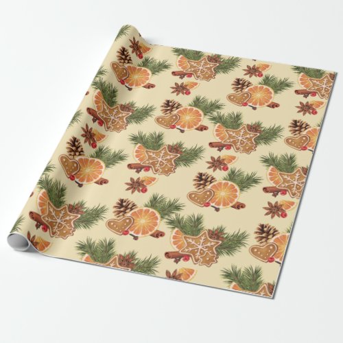 Orange Spice Christmas Wrapping Paper