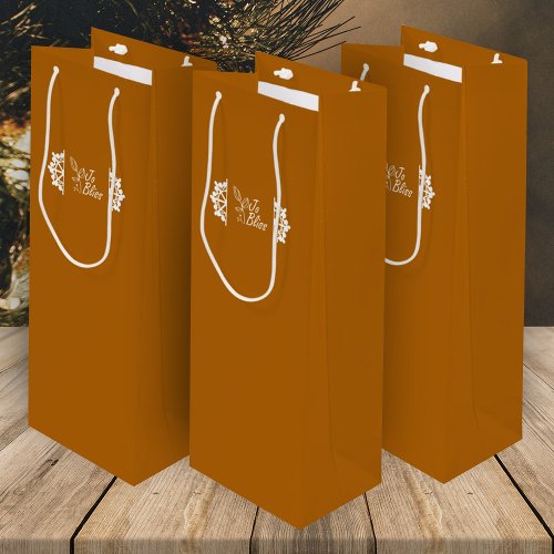 Orange Spice White Snowflakes Company Logo Promo Wine Gift Bag