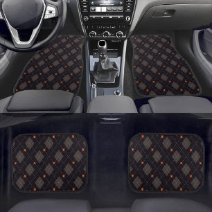 Orange Spiders Halloween Rhombus Patterns Car Floor Mat