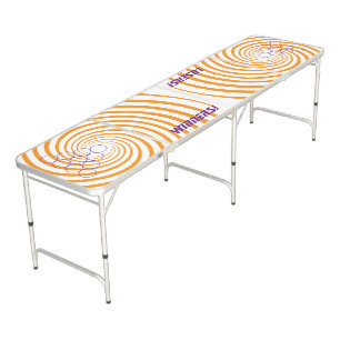 Orange spiral winner and loser beer pong table