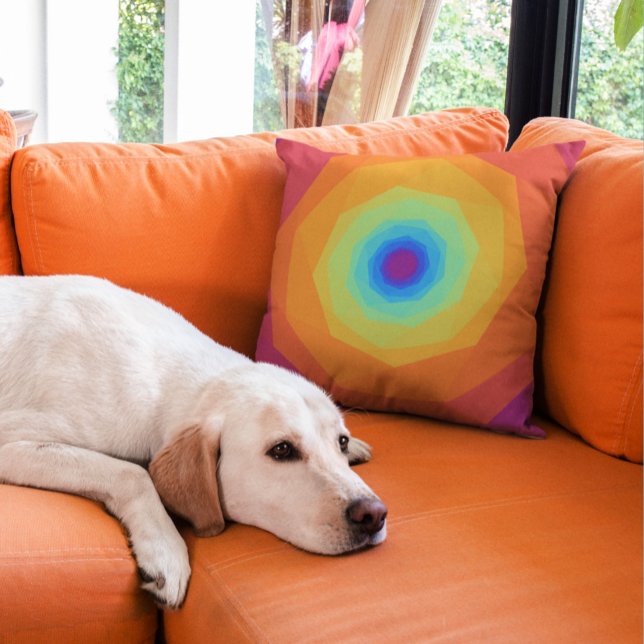 Orange Spiral With Blue Center Throw Pillow (Creator Uploaded)