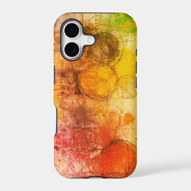 Orange Splotches + Splashes On a Durable Retro Case-Mate iPhone Case (Back)