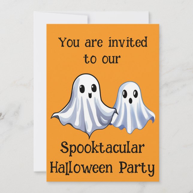 Orange Spooktacular Halloween Ghost Party Invitation (Front)
