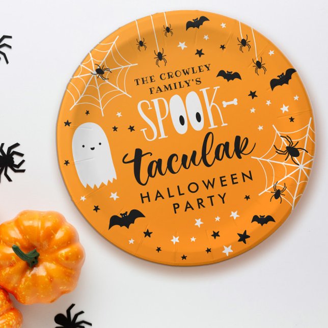 Orange Spooktacular Halloween Party Paper Plates (Creator Uploaded)