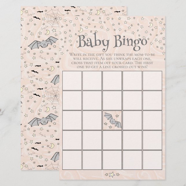 Orange Spooky Cute Baby Bingo Baby Shower Game (Front/Back)