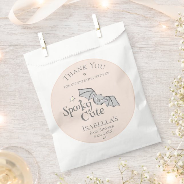 Orange Spooky Cute Bats Baby Halloween Favor Bag (Clipped)