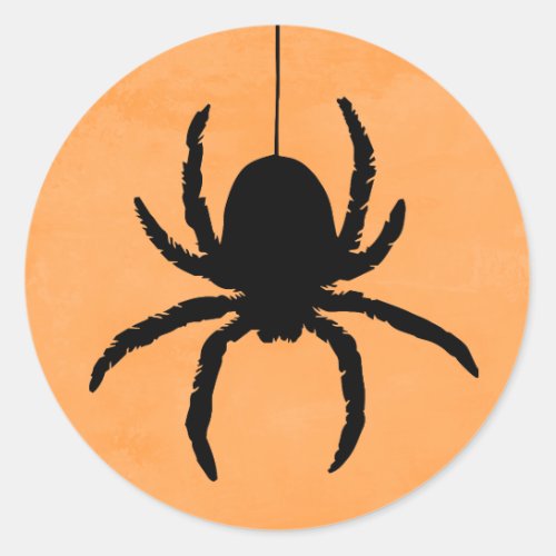 Orange Spooky Scary Halloween Spider Classic Round Sticker