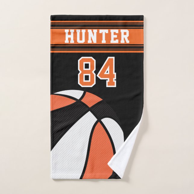 Orange Sport 🏀 Basketball | DIY Text Hand Towel (Hand Towel)