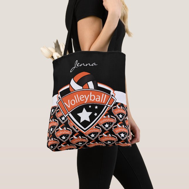 Orange Sport Volleyball | DIY Text Tote Bag (Close Up)