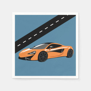 Orange Sports Car Napkins