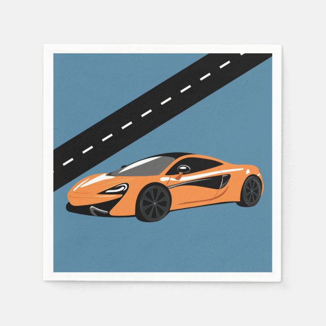 Orange Sports Car Napkins (Front)
