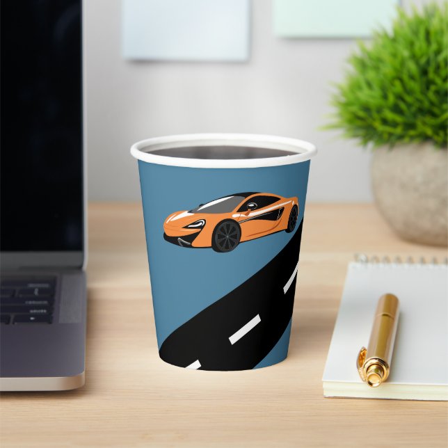 Orange Sports Car Paper Cups (Insitu)