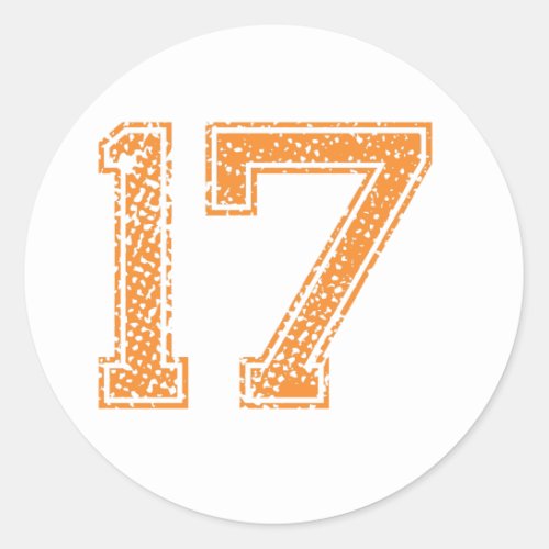 Orange Sports Jerzee Number 17png Classic Round Sticker