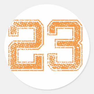 Orange Sports Jerzee Number 23.png Classic Round Sticker