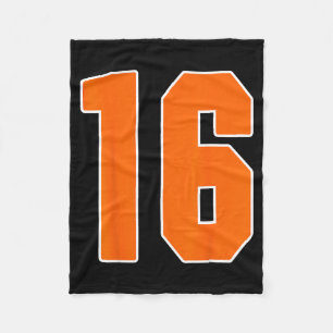 Orange Sports Number 16 Jersey Uniform Player Fan  Fleece Blanket