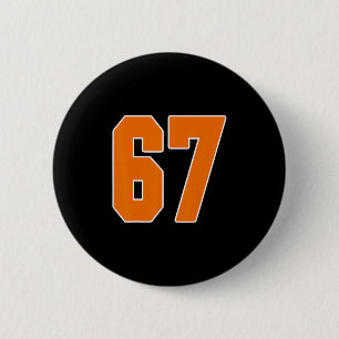 Orange Sports Number 67 Jersey Uniform Player Fan Button