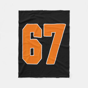 Orange Sports Number 67 Jersey Uniform Player Fan Fleece Blanket