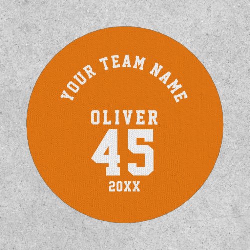 Orange Sports Player Team Name Number Patch