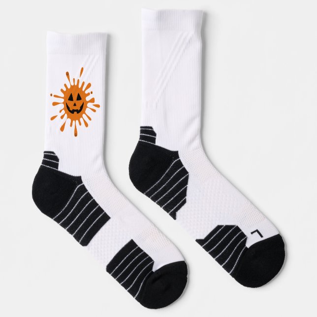 Orange spot with pumpkin face  socks (Right)