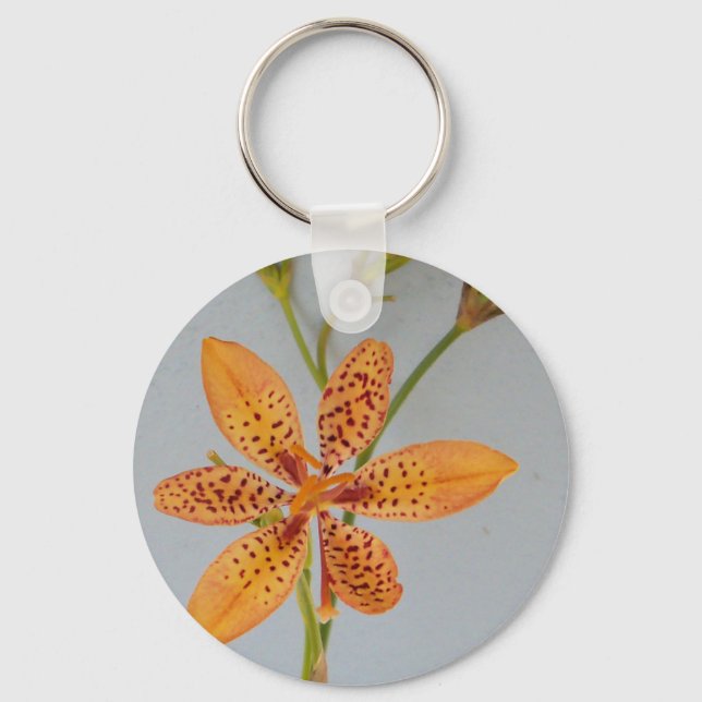 Orange spotted Iris called a  Blackberry lily Keychain (Front)
