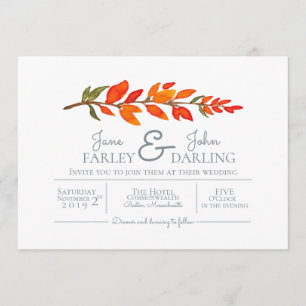Orange Sprig Wedding Invitation