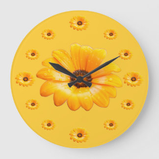 Orange Spring Flash African Daisy Photographs Large Clock