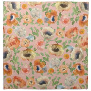 Orange Spring Flowers Cloth Napkin