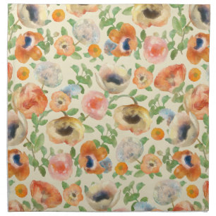 Orange Spring Flowers Cloth Napkin
