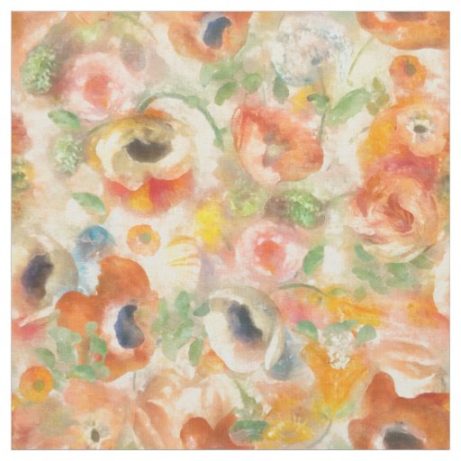 Orange Spring Flowers Fabric
