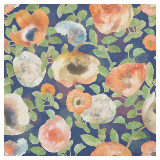 Orange Spring Flowers Fabric