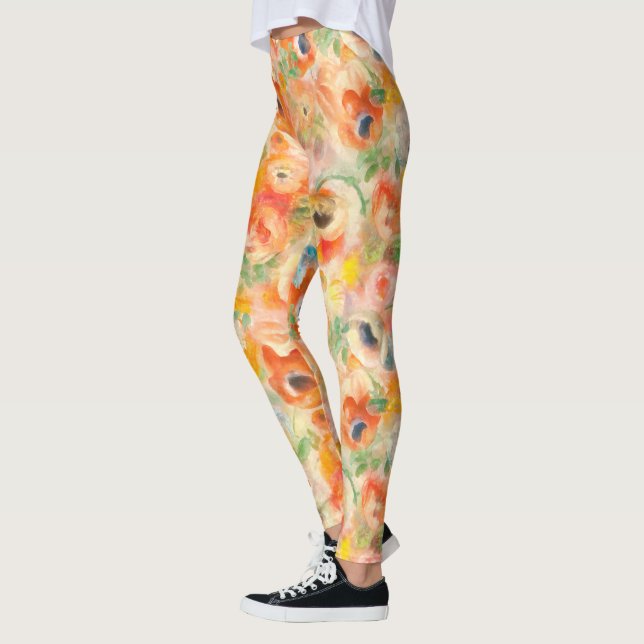 Orange Spring Flowers Leggings (Left)